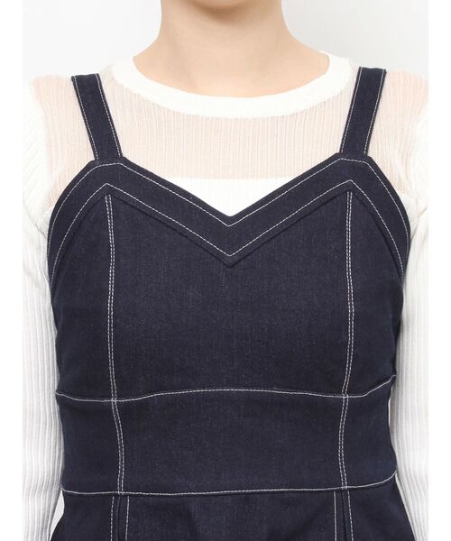 RESEXXY（リゼクシー）の「プリーツフレアデニムジャンスカ（ジャンパースカート・レディース・インディゴブルー/ホワイト/ブラック・FREE）」の21枚目の写真