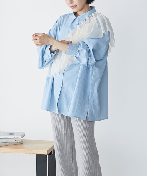 forksy.(フォルクシー)の「【forksy.】ワッシャータフタマルチwayフリルセットシャツ(シャツ/ブラウス・レディース・ホワイト/アイボリー/ライトブルー・FREE)」の22枚目の写真