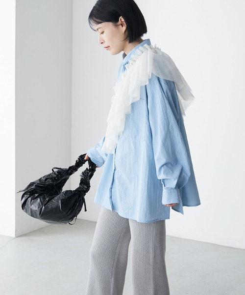 forksy.】ワッシャータフタマルチwayフリルセットシャツ forksy