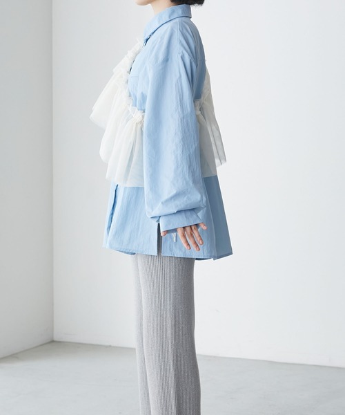 ブラウス シャツ チュールマルチウェイカラー付きワッシャータフタブラウス レディース STYLEBLOCK ブラウス シャツ チュールマルチウェイカラー付き