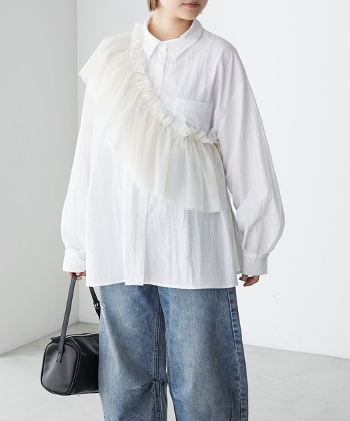 forksy.】ワッシャータフタマルチwayフリルセットシャツ forksy.│MONO