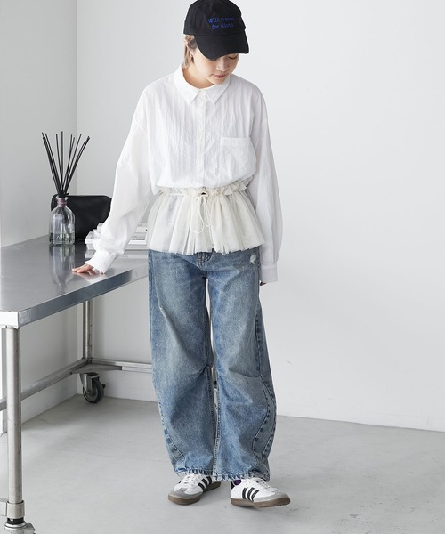 forksy.(フォルクシー)の「【forksy.】ワッシャータフタマルチwayフリルセットシャツ(シャツ/ブラウス・レディース・ホワイト/アイボリー/ライトブルー・FREE)」の12枚目の写真