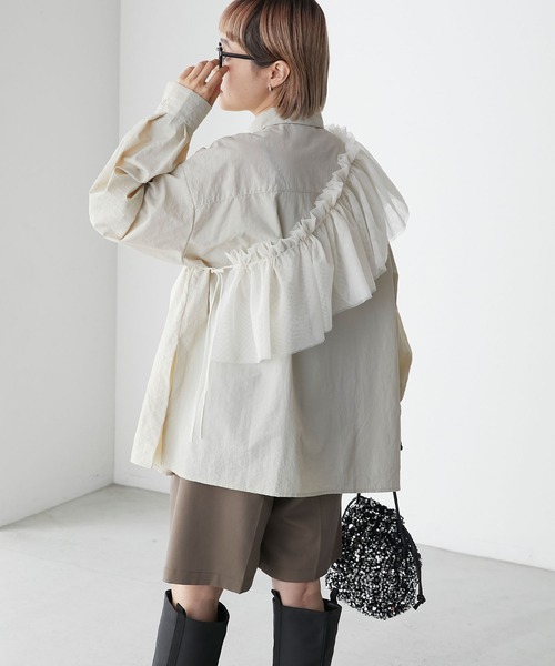 フリルホワイト　1点 forksy.】ワッシャータフタマルチwayフリルセットシャツ forksy.│MONO