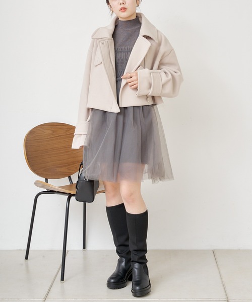 Chico（チコ）の「チュールミニワンピース＋リブニットSET（ワンピース・レディース・チャコールグレー/ホワイト系その他2/ブラック・FREE）」の11枚目の写真