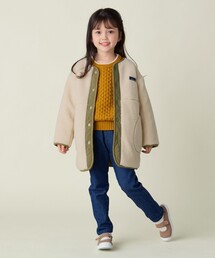 BEAMS mini | ボアキルト リバーシブル ノーカラーコート 2024FW（90～150cm）(ノーカラーコート)