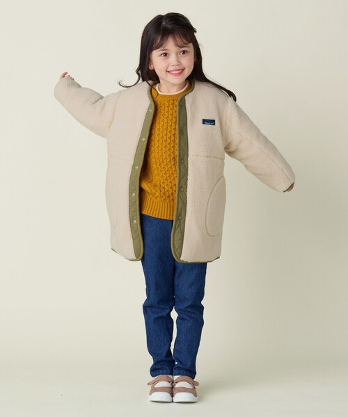 BEAMS mini(ビームスミニ)の「ボアキルト リバーシブル ノーカラーコート 2024FW(90~150cm)(ノーカラーコート・キッズ・ホワイト系その他5/ブラウン系その他4・90/100/110/120/130/140/150)」の4枚目の写真