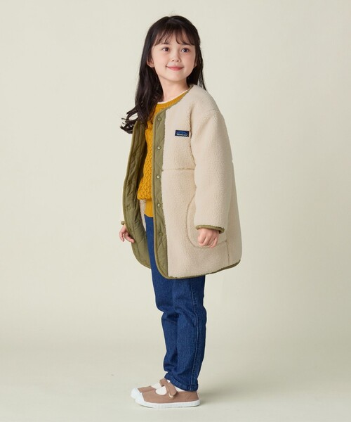 BEAMS mini(ビームスミニ)の「ボアキルト リバーシブル ノーカラーコート 2024FW(90~150cm)(ノーカラーコート・キッズ・ホワイト系その他5/ブラウン系その他4・90/100/110/120/130/140/150)」の5枚目の写真