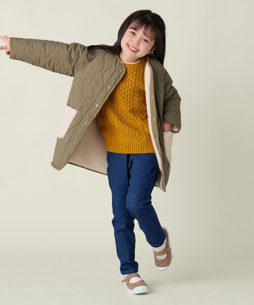 BEAMS mini(ビームスミニ)の「ボアキルト リバーシブル ノーカラーコート 2024FW(90~150cm)(ノーカラーコート・キッズ・ホワイト系その他5/ブラウン系その他4・90/100/110/120/130/140/150)」の9枚目の写真