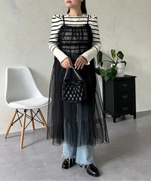 ウエストシャーリングチュールキャミワンピース