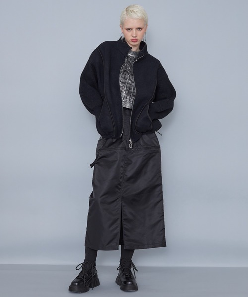 casane（カサネ）の「箔プリントケーブルニット（ニット/セーター・レディース・ブラック/グレー・FREE）」の12枚目の写真