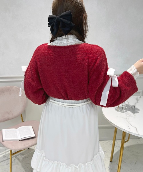 RED VALENTINO ペプラムニットカーディガン リボンクロシェレース RED VALENTINO カーディガン RED VALENTINO カーディガン