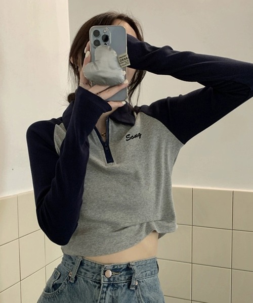 SHEPP(シープ)の「スキッパー 2トーン ポロシャツ(ポロシャツ・レディース・ネイビー・S/M)」の3枚目の写真