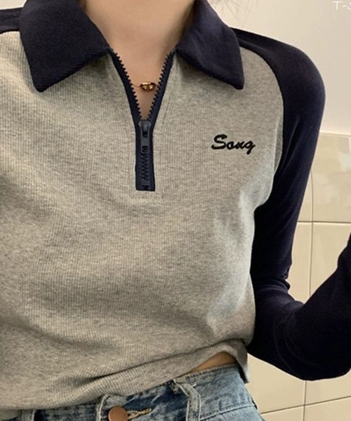 SHEPP(シープ)の「スキッパー 2トーン ポロシャツ(ポロシャツ・レディース・ネイビー・S/M)」の5枚目の写真