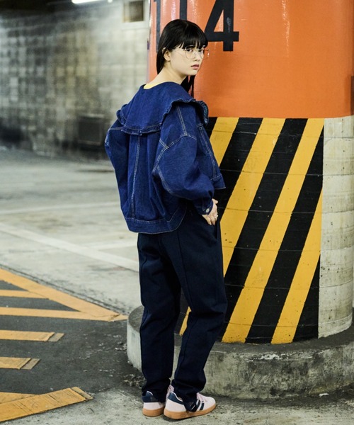 MERLOT（メルロー）の「襟フリルデニムジャケット（デニムジャケット