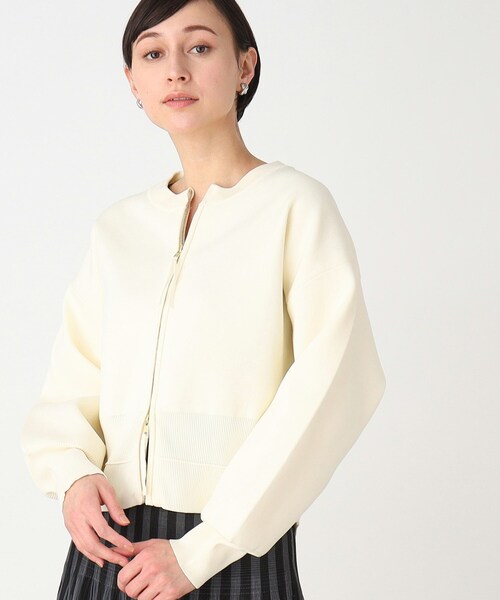 THE SHOP TK (ザ ショップ ティーケー )の「◆【ダブルジップ】スポンディッシュカーデ/洗濯機OK(カーディガン/ボレロ・レディース・アイボリー/ブラック/ピンク系・12/13)」の2枚目の写真