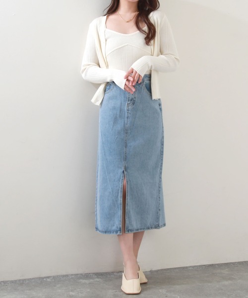 Cheek（チーク）の「デニムタイトスカート（デニムスカート