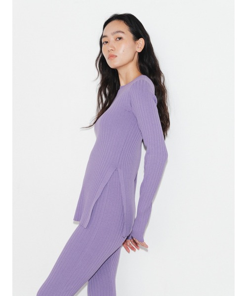 ENCIRCLE(エンサークル)の「【ENCIRCLE/エンサークル】Rib knit top/リブニットトップス(ニット/セーター・レディース・チャコールグレー/パープル/ベージュ・FREE)」の12枚目の写真