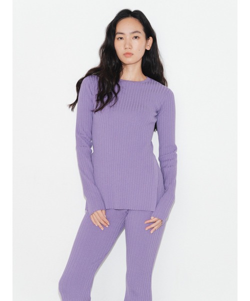 ENCIRCLE(エンサークル)の「【ENCIRCLE/エンサークル】Rib knit top/リブニットトップス(ニット/セーター・レディース・チャコールグレー/パープル/ベージュ・FREE)」の13枚目の写真
