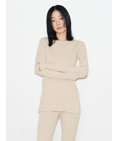 ENCIRCLE(エンサークル)の「【ENCIRCLE/エンサークル】Rib knit top/リブニットトップス(ニット/セーター・レディース・チャコールグレー/パープル/ベージュ・FREE)」の20枚目の写真