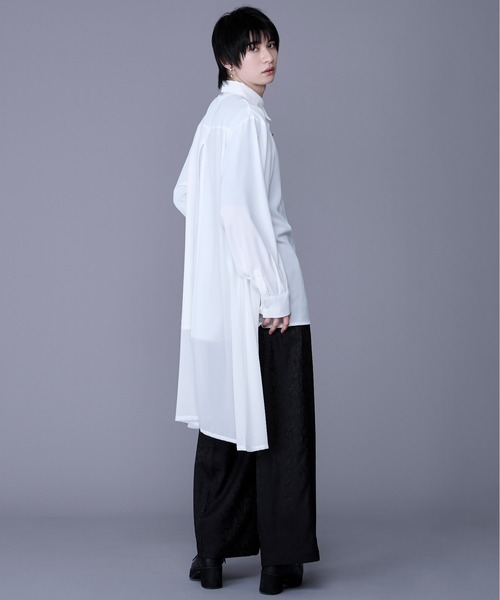 レースレイヤードロングシャツ Ellno Loset シャツ シアーレイヤードロングシャツ/SS メンズ