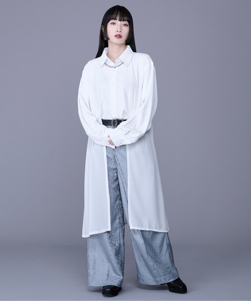 Ellno Loset(エルノロゼット)の「アソートレイヤードロングシャツ(シャツ/ブラウス・メンズ・ブラック/オフホワイト/ブルー系その他/ホワイト系その他/ブラック系その他/ブルー系その他2・MEDIUM/SMALL/LARGE)」の7枚目の写真