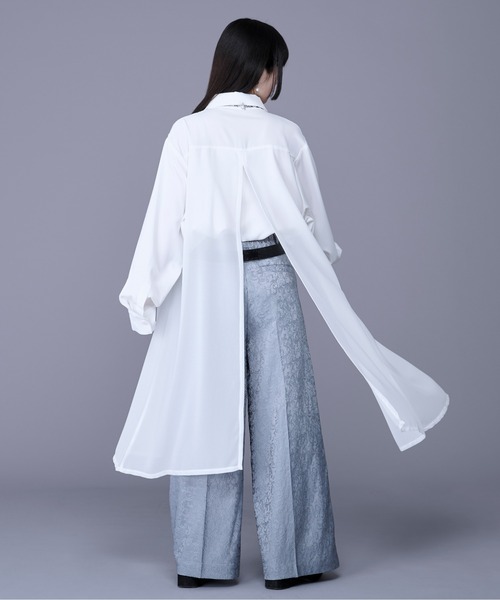 レースレイヤードロングシャツ アソートレイヤードロングシャツ（シャツ/ブラウス）｜Ellno