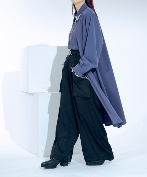 ロエベ　ロングシャツ　シャツドレス　袖シースルー　ターンアップ ロエベロングシャツシャツドレス袖シースルーターンアップ