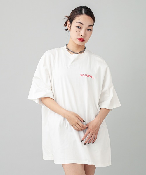 X-girl（エックスガール）の「FAINT PRINTED S/S TEE DRESS（ワンピース・レディース・ブラック/ホワイト/ベージュ・S/M）」の10枚目の写真
