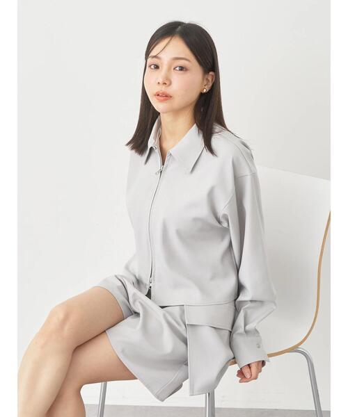 earth music&ecology(アースミュージックアンドエコロジー)の「ジップショートシャツ(シャツ/ブラウス・レディース・ライトベージュ/パープル/ライトグレー・FREE)」の15枚目の写真