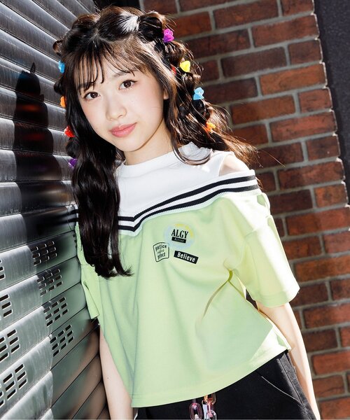 algy（アルジー）の「【ACTIVE】吸水速乾ラインリブトップス（Tシャツ/カットソー・キッズ・ブラック/アイボリー/ライム・SMALL/X-SMALL/XXX-SMALL/XX-SMALL/MEDIUM）」の3枚目の写真