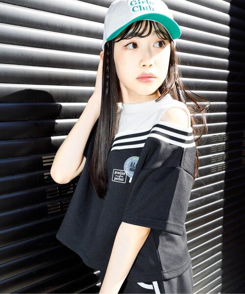 algy（アルジー）の「【ACTIVE】吸水速乾ラインリブトップス（Tシャツ/カットソー・キッズ・ブラック/アイボリー/ライム・SMALL/X-SMALL/XXX-SMALL/XX-SMALL/MEDIUM）」の2枚目の写真