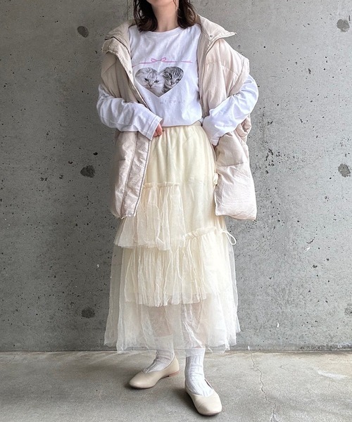 cuorequal(クオレコール)の「CATリボンロングTシャツ(Tシャツ/カットソー・レディース・ホワイト・MEDIUM/LARGE)」の5枚目の写真