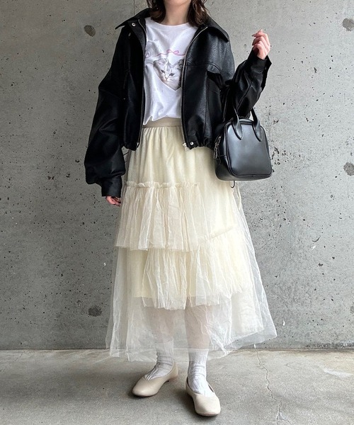 cuorequal(クオレコール)の「CATリボンロングTシャツ(Tシャツ/カットソー・レディース・ホワイト・MEDIUM/LARGE)」の4枚目の写真