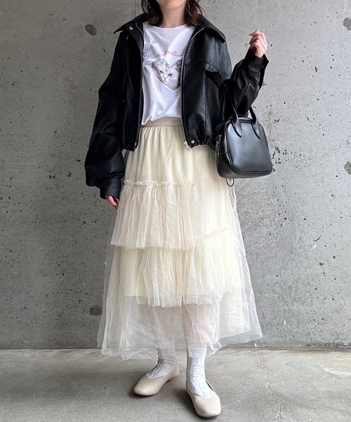 cuorequal(クオレコール)の「CATリボンロングTシャツ(Tシャツ/カットソー・レディース・ホワイト・MEDIUM/LARGE)」の3枚目の写真