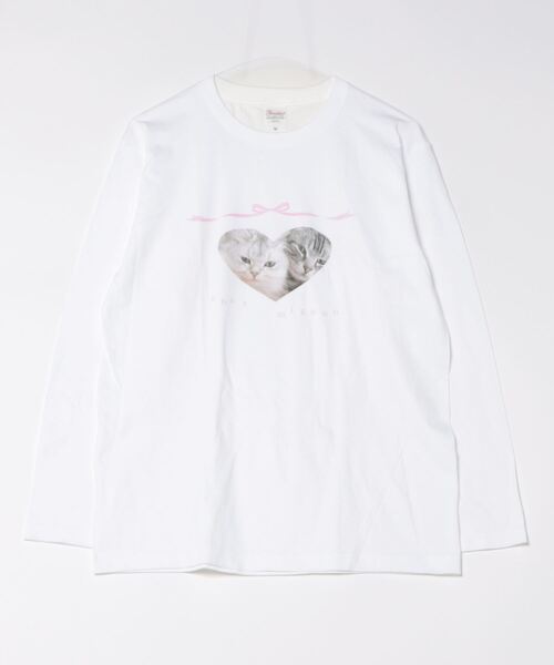 cuorequal(クオレコール)の「CATリボンロングTシャツ(Tシャツ/カットソー・レディース・ホワイト・MEDIUM/LARGE)」の16枚目の写真
