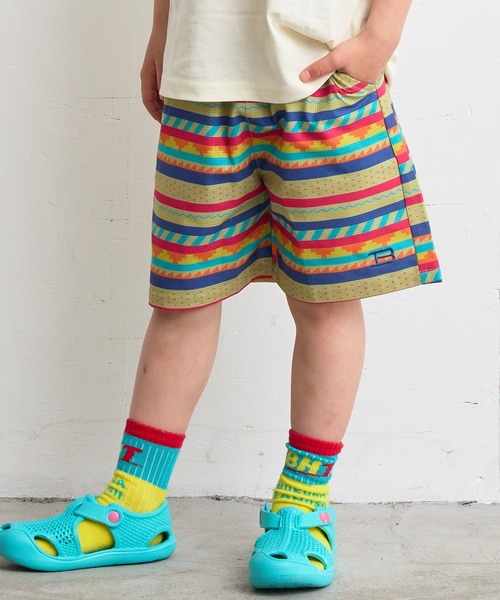 BIG FIELD（ビッグフィールド）の「総柄メッシュショートパンツ（80～150cm）（その他パンツ・キッズ・チャコール/オレンジ/マルチ/ライトブルー・150/140/130/120/110/100/95/90/80）」の4枚目の写真