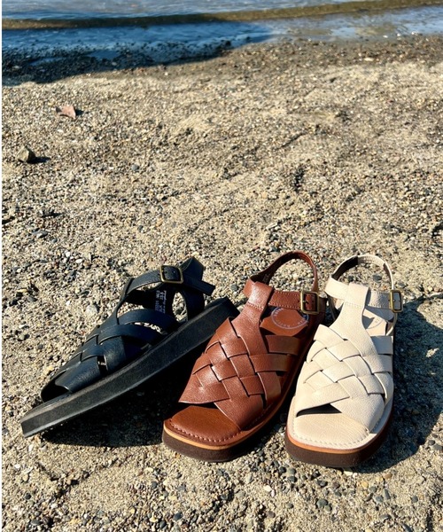 セール】hocco/ﾎｯｺ 編み込みベルト レザーフラットサンダル