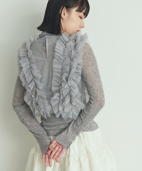 セール】チュールシアーフリルトップス（シャツ/ブラウス）｜paravion