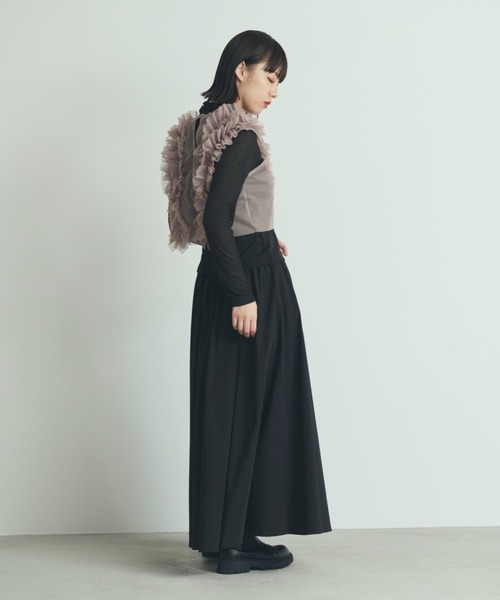 paravion（パラビオン）の「チュールシアーフリルトップス（シャツ/ブラウス・レディース・アイボリー/ブラック/グレイッシュベージュ/グレー・FREE）」の7枚目の写真