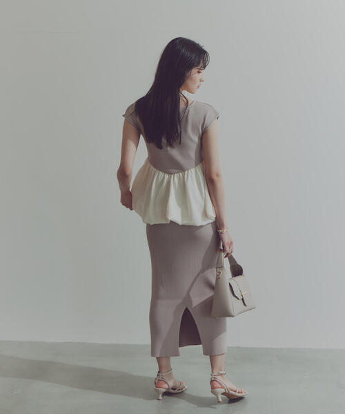 PROPORTION BODY DRESSING(プロポーションボディドレッシング)の「バルーンペプラムニットSET UP / 1214140424(ワンピース・レディース・ブラック/ベージュ/ネイビー・SMALL/MEDIUM)」の14枚目の写真