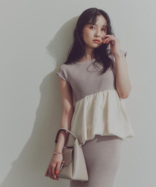 PROPORTION BODY DRESSING(プロポーションボディドレッシング)の「バルーンペプラムニットSET UP / 1214140424(ワンピース・レディース・ブラック/ベージュ/ネイビー・SMALL/MEDIUM)」の16枚目の写真