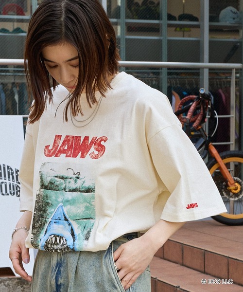日本未入荷☆JAWSプリント半袖Tシャツ/全2色/DOMINANT セール】【BACK TO THE FUTURE ＆ JAWS】別注 ピグメント加工
