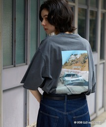 【BACK TO THE FUTURE & JAWS】別注 ピグメント加工ヴィンテージライクデザイン ビッグシルエット半袖Tシャツ/バック・トゥ・ザ・フューチャー/ジョーズ
