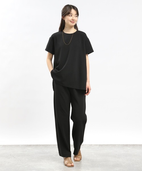 GLOBAL WORK Smile Seed Store（グローバルワーク スマイルシードストア）の「ジョーゼットAラインTシャツ半袖/104985（Tシャツ/カットソー・レディース・ネイビー/グレイッシュベージュ/ブラック・X-LARGE/SMALL/MEDIUM/LARGE）」の4枚目の写真