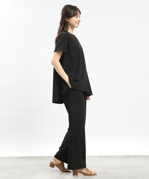 GLOBAL WORK Smile Seed Store（グローバルワーク スマイルシードストア）の「ジョーゼットAラインTシャツ半袖/104985（Tシャツ/カットソー・レディース・ネイビー/グレイッシュベージュ/ブラック・X-LARGE/SMALL/MEDIUM/LARGE）」の5枚目の写真