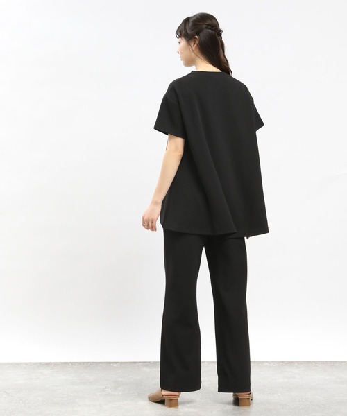 GLOBAL WORK Smile Seed Store（グローバルワーク スマイルシードストア）の「ジョーゼットAラインTシャツ半袖/104985（Tシャツ/カットソー・レディース・ネイビー/グレイッシュベージュ/ブラック・X-LARGE/SMALL/MEDIUM/LARGE）」の6枚目の写真