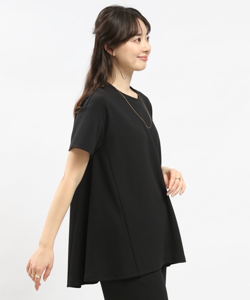 GLOBAL WORK Smile Seed Store（グローバルワーク スマイルシードストア）の「ジョーゼットAラインTシャツ半袖/104985（Tシャツ/カットソー・レディース・ネイビー/グレイッシュベージュ/ブラック・X-LARGE/SMALL/MEDIUM/LARGE）」の8枚目の写真