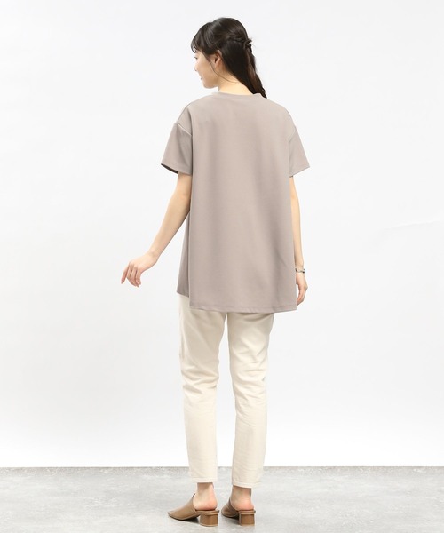GLOBAL WORK Smile Seed Store（グローバルワーク スマイルシードストア）の「ジョーゼットAラインTシャツ半袖/104985（Tシャツ/カットソー・レディース・ネイビー/グレイッシュベージュ/ブラック・X-LARGE/SMALL/MEDIUM/LARGE）」の12枚目の写真