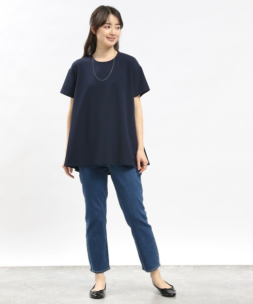 GLOBAL WORK Smile Seed Store（グローバルワーク スマイルシードストア）の「ジョーゼットAラインTシャツ半袖/104985（Tシャツ/カットソー・レディース・ネイビー/グレイッシュベージュ/ブラック・X-LARGE/SMALL/MEDIUM/LARGE）」の16枚目の写真