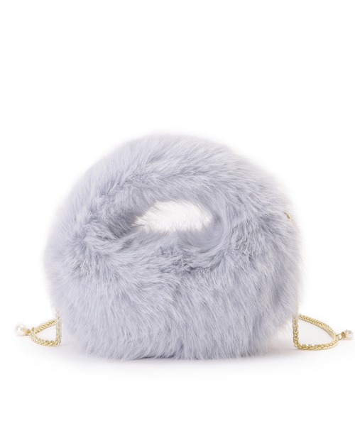 セール】パール チェーンストラップ付き ワンハンドル ファー バッグ